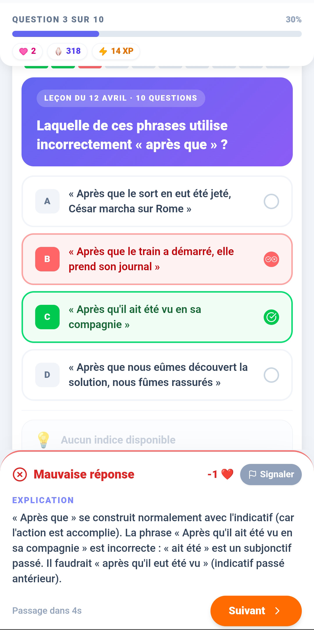 Réponse et explication