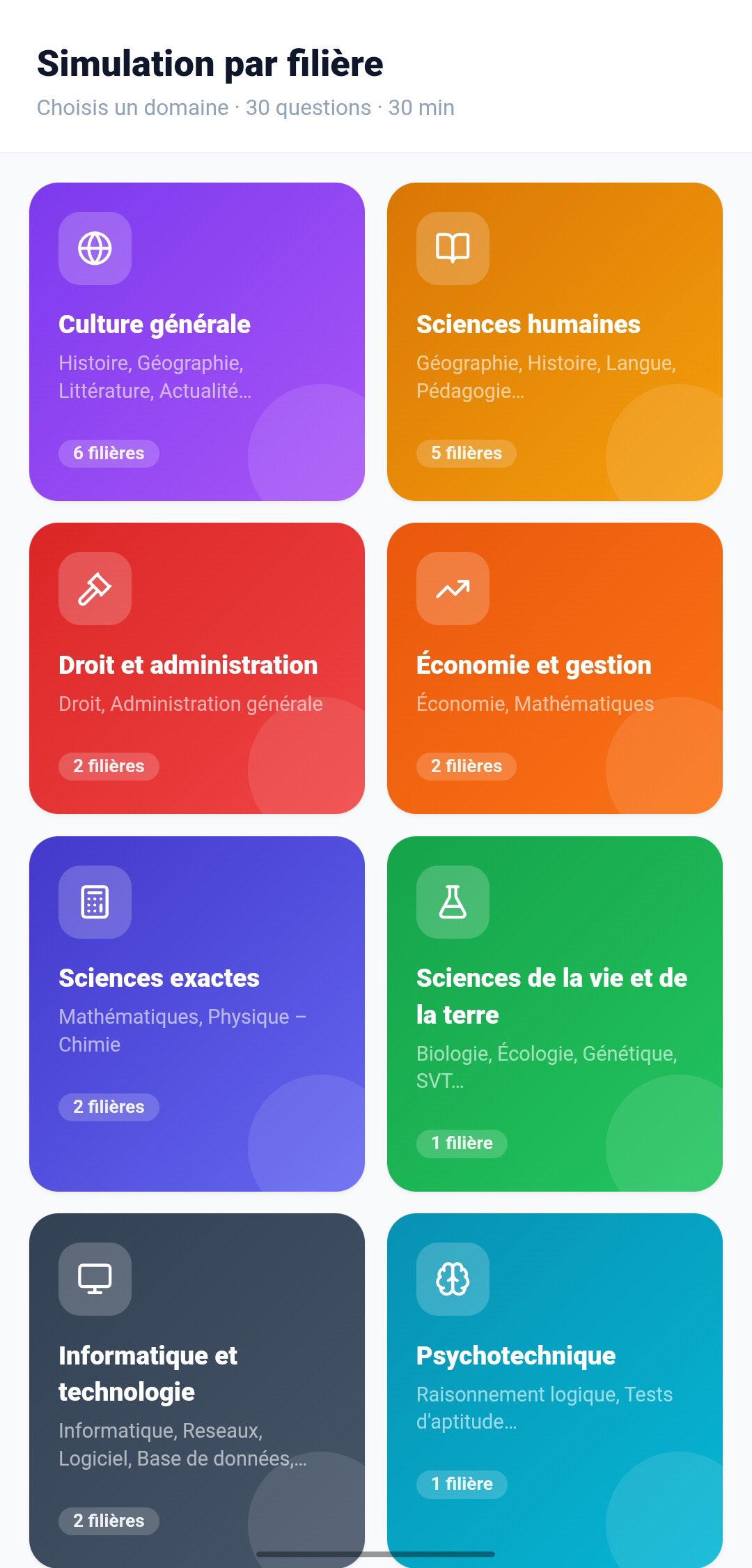 Simulation par filière ConcoursLAB